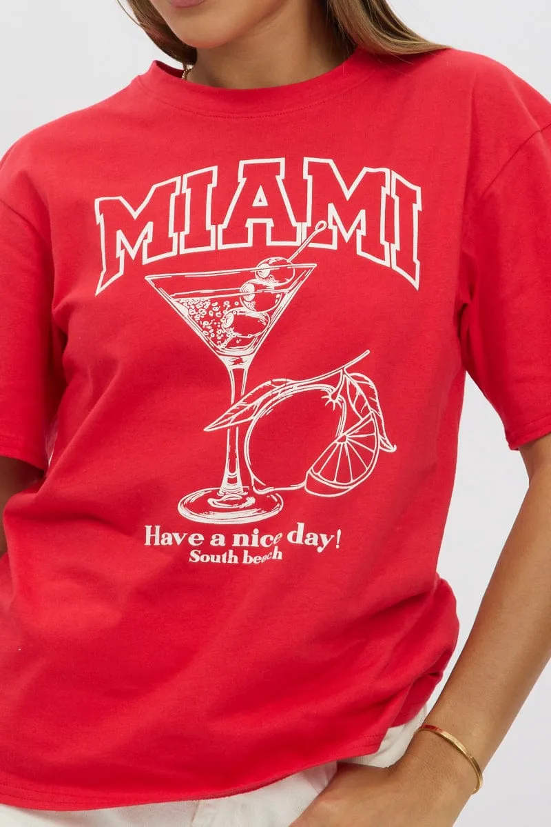 Red Graphic Tee Short Sleeve