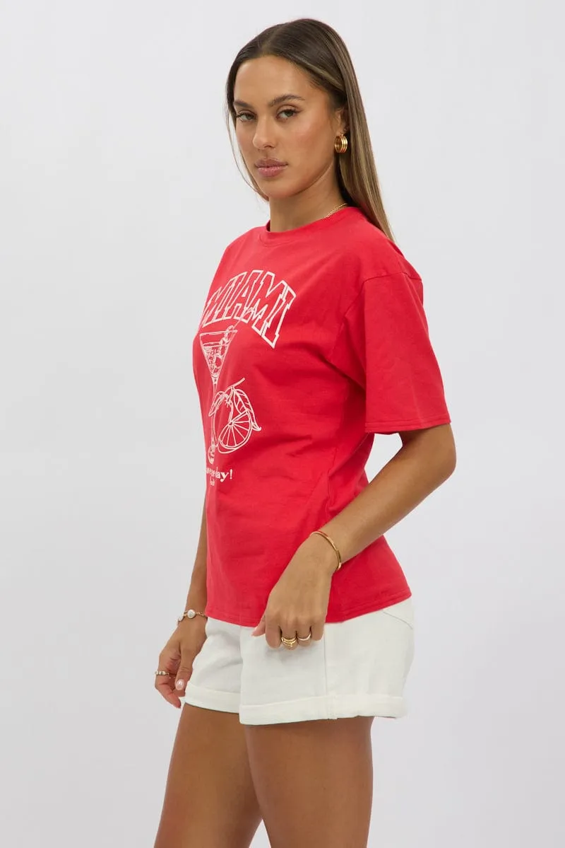 Red Graphic Tee Short Sleeve