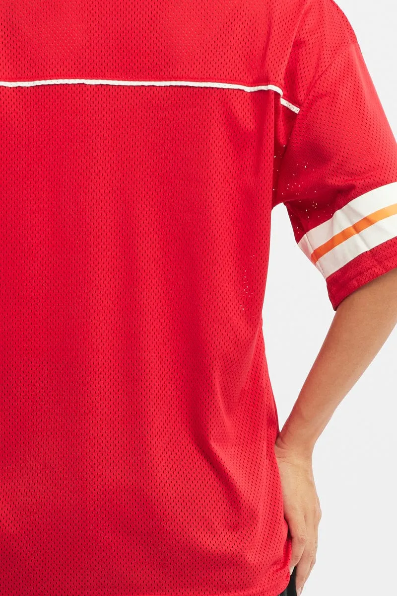Red Sport Tee Short Sleeve
