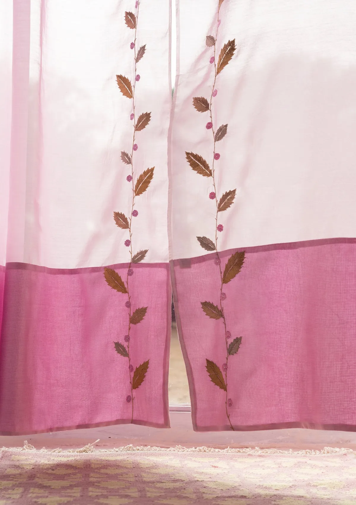Rose Dusk Chanderi Sheer Curtain