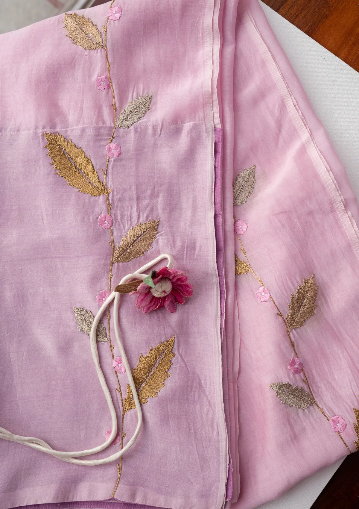 Rose Dusk Chanderi Sheer Curtain