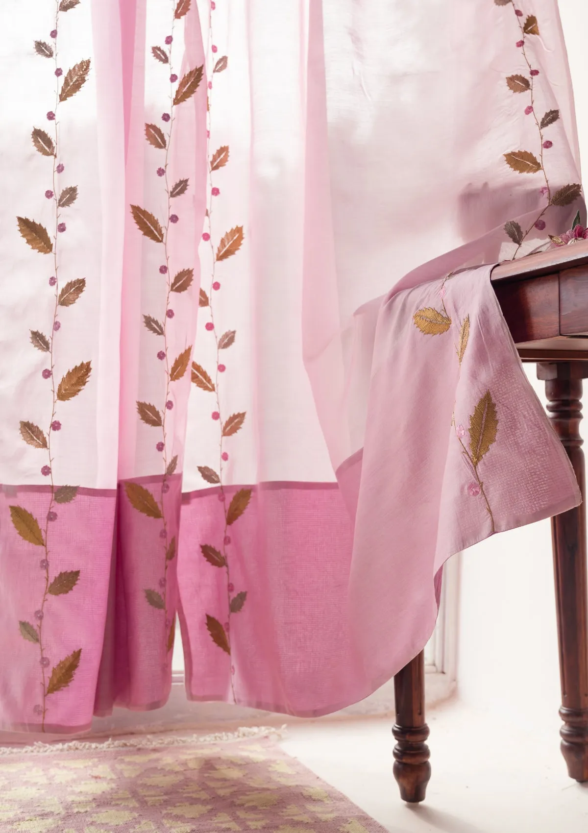 Rose Dusk Chanderi Sheer Curtain
