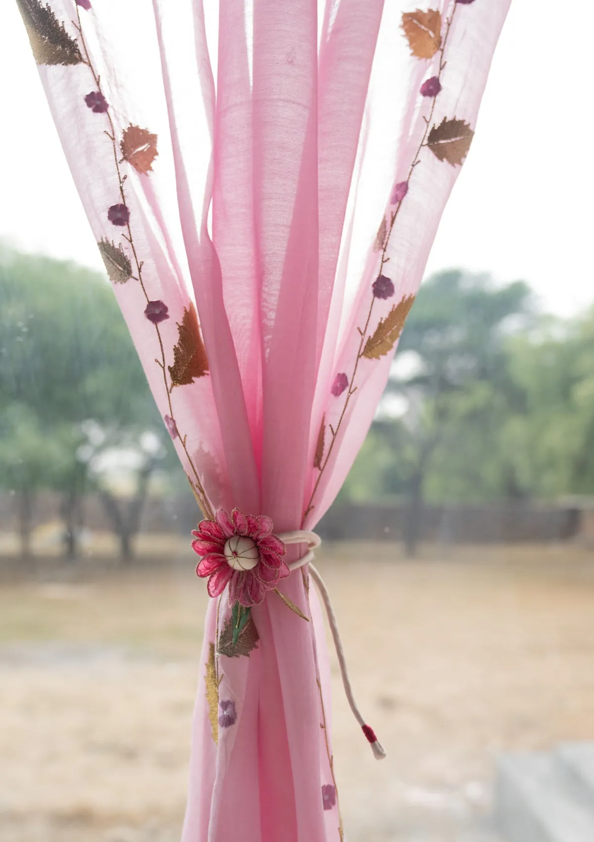 Rose Dusk Chanderi Sheer Curtain