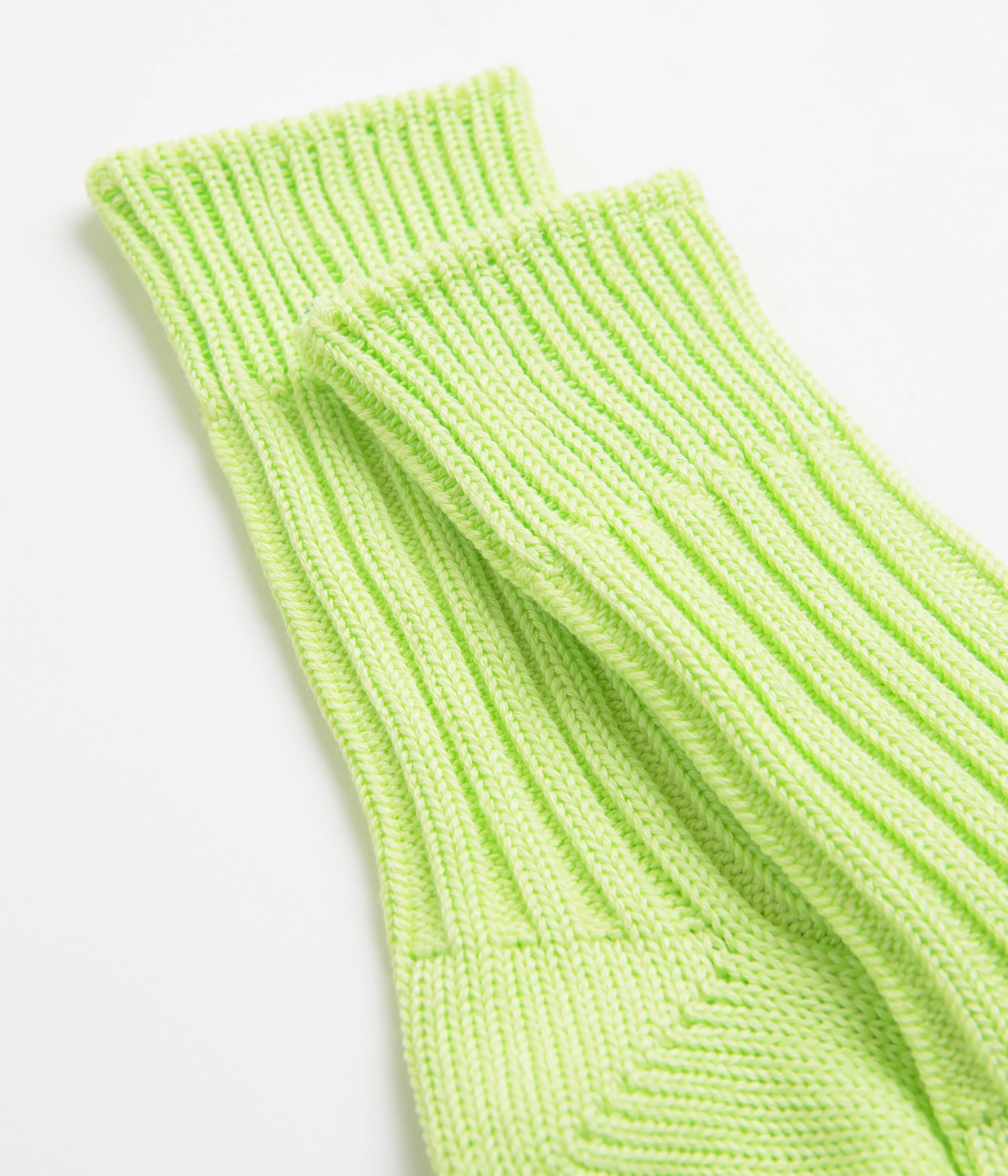 ROTOTO Chunky Ribbed Crew Socks - Lime / Purple