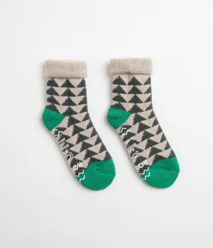 ROTOTO Comfy Room Sankaku Socks - Charcoal / Green
