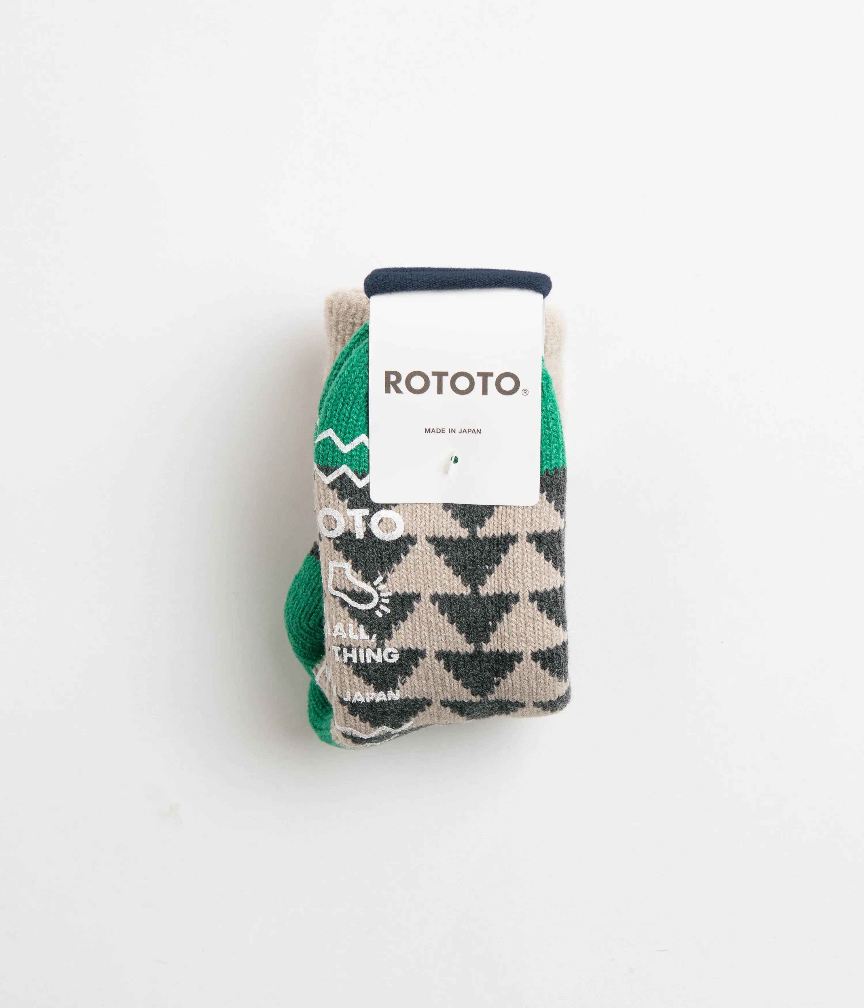 ROTOTO Comfy Room Sankaku Socks - Charcoal / Green