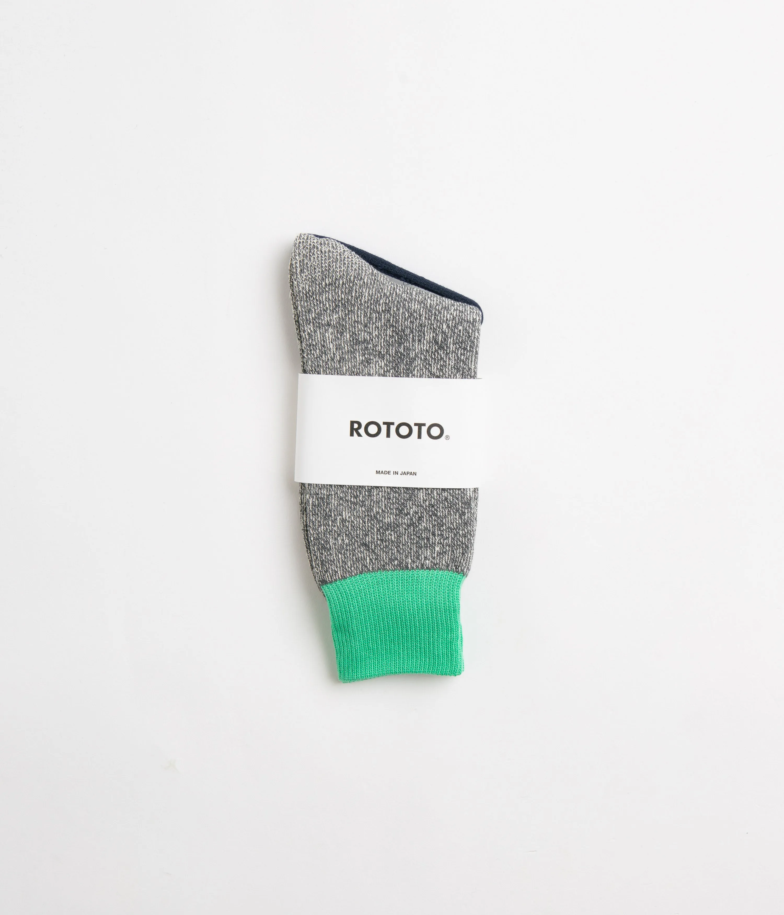 ROTOTO Double Face Crew Socks - Mint / Grey