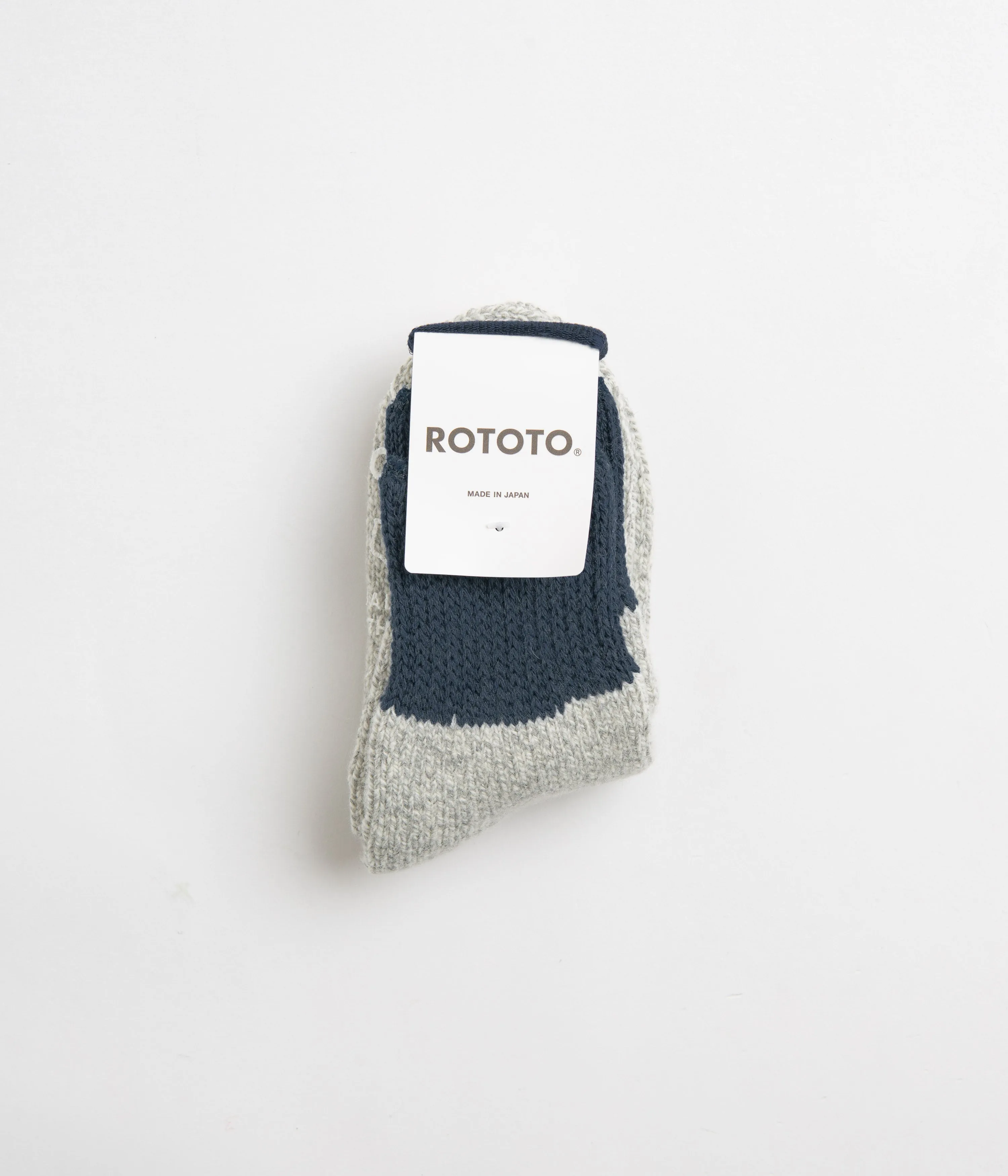 ROTOTO Double Layer Crew Socks - Blue / Grey