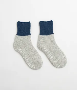 ROTOTO Double Layer Crew Socks - Blue / Grey