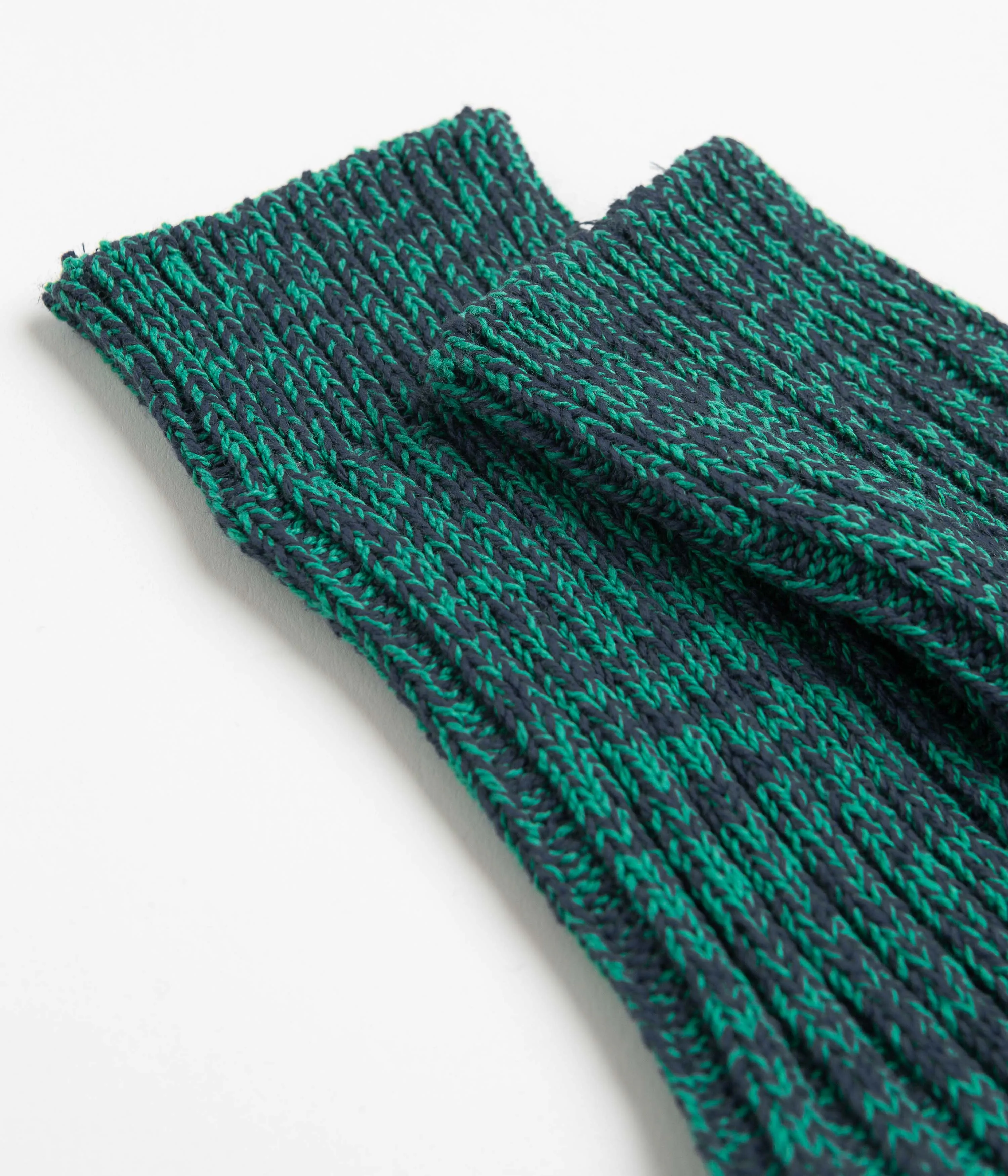 ROTOTO Recycled Cotton Crew Socks - Blue / Green