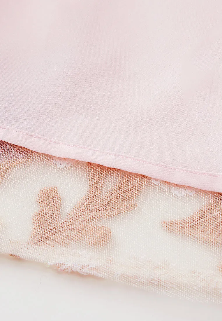 Sequin-detail Crystal-detail Embroidered Mesh Dress