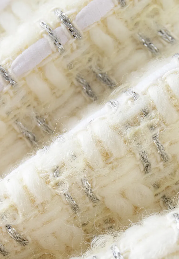 Shawl-lapel Frayed-detail Tweed Jacket