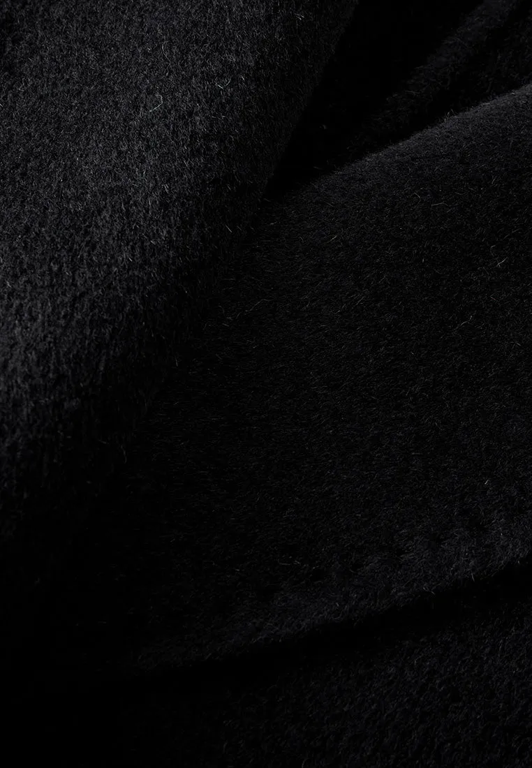 Shawl-lapel Leather Tie-belt Coat