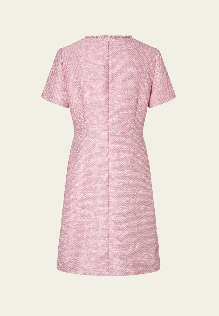 Short-sleeve Embellished-trim Pocket Slim-fit Dress