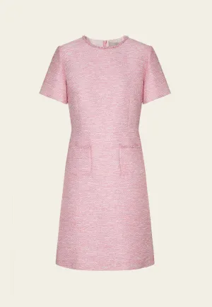 Short-sleeve Embellished-trim Pocket Slim-fit Dress