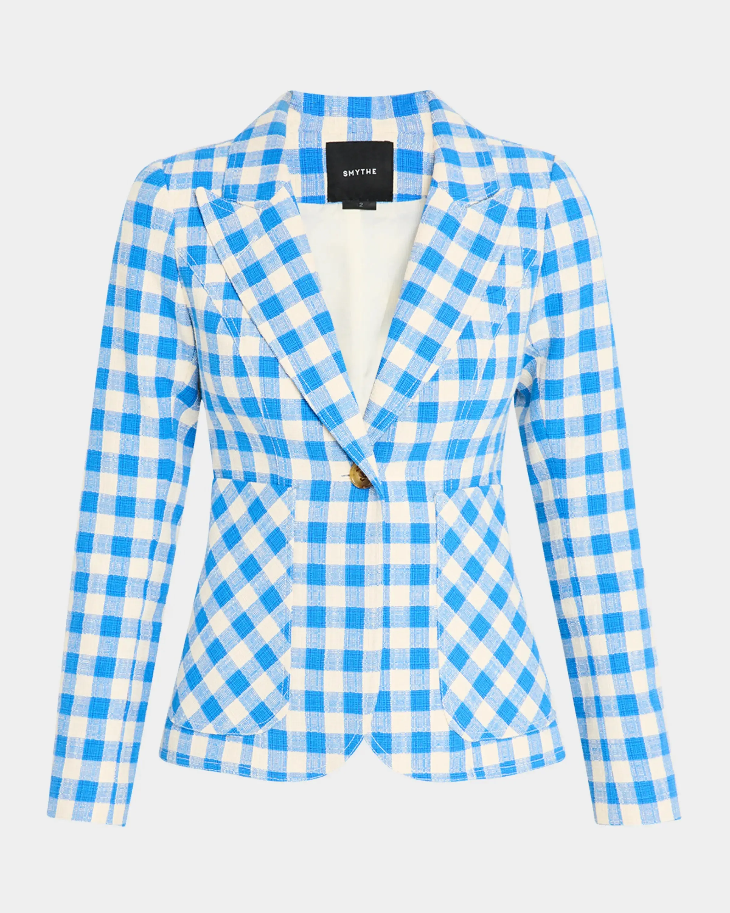 Sm117 Marine Check Blazer w/ Leather Patches