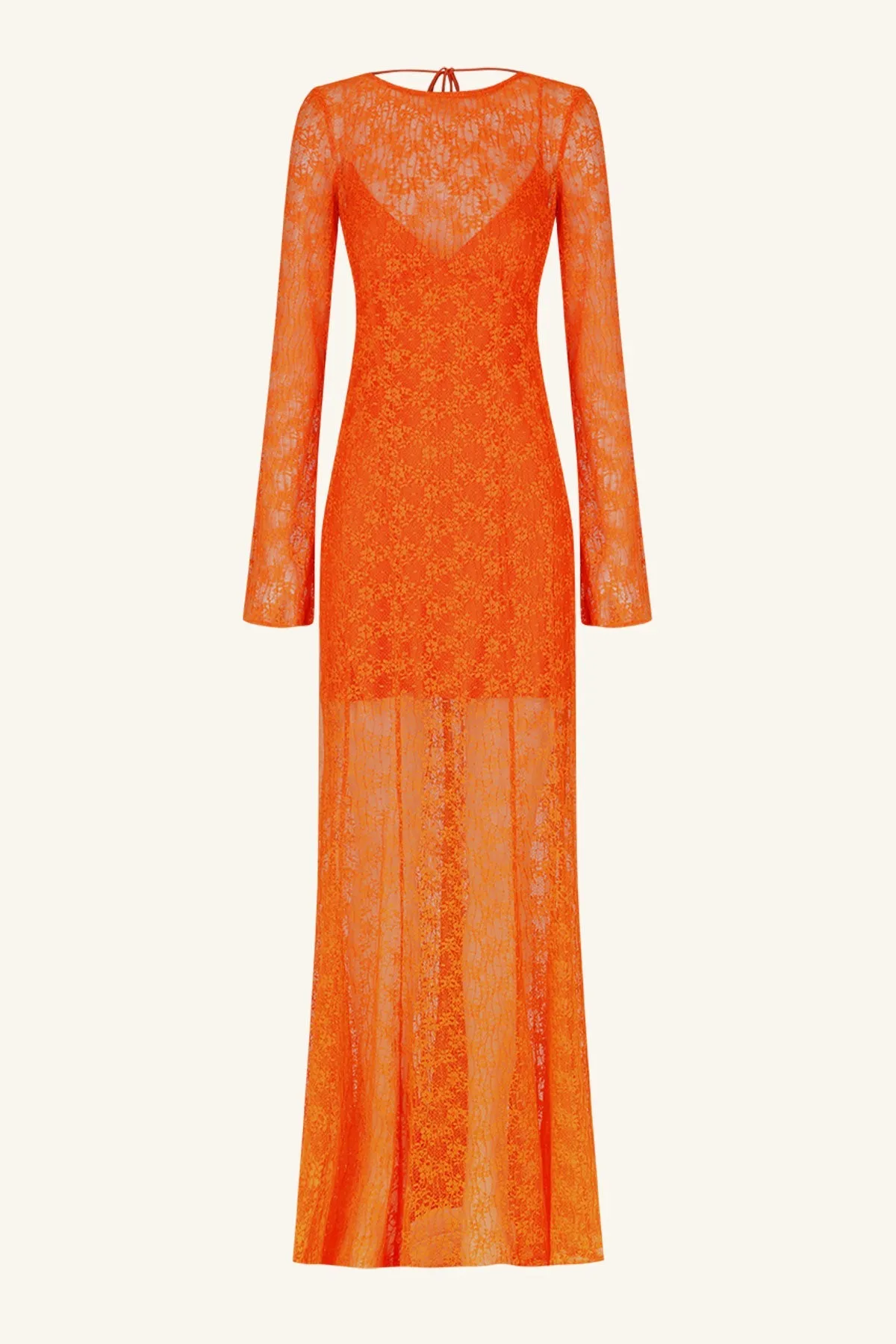 SOL LACE OPEN BACK MAXI DRESS - FLAME