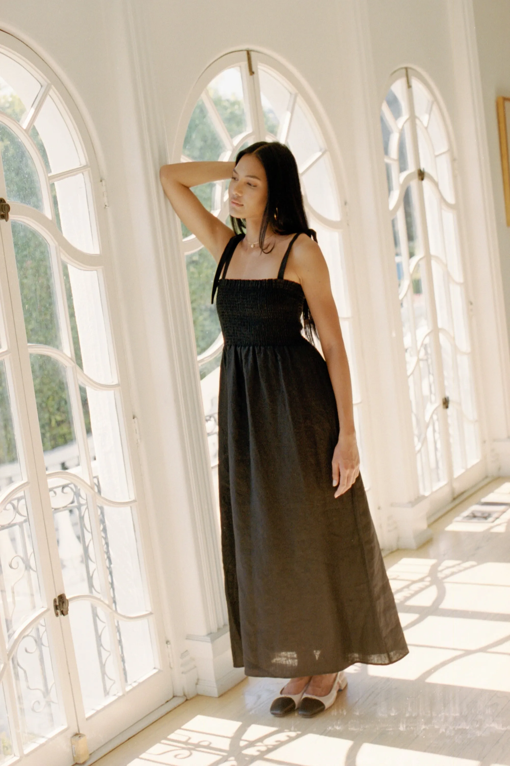 Sophie Dress - Black Linen
