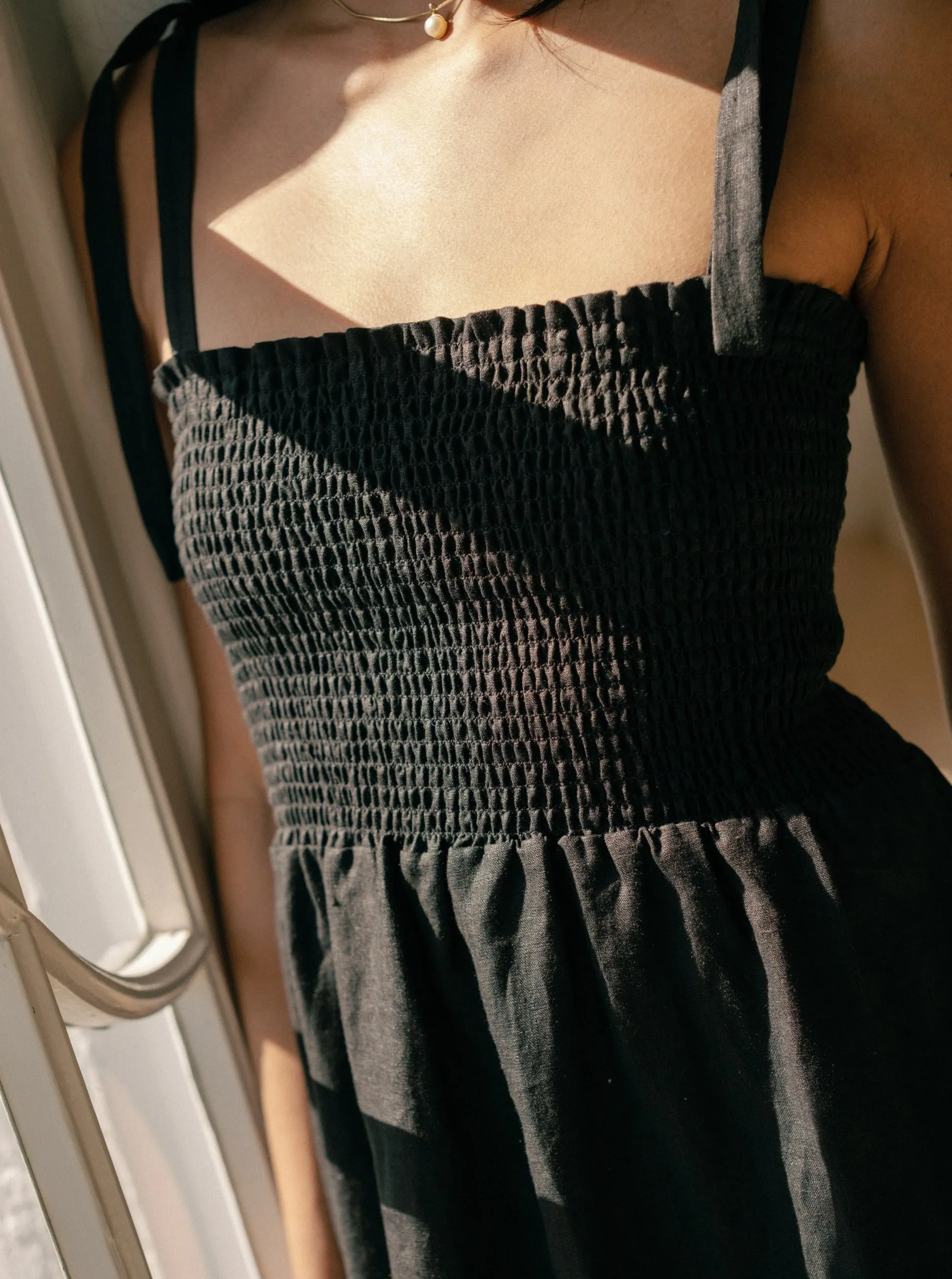 Sophie Dress - Black Linen