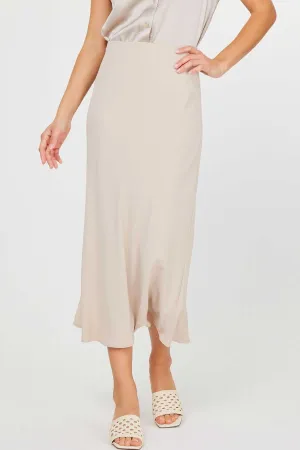 Taupe Elegant Midi Skirt