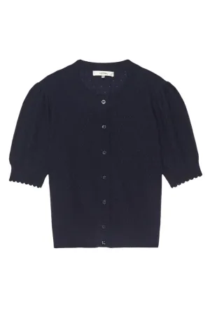 The Cashmere Pointelle Cardi - Navy