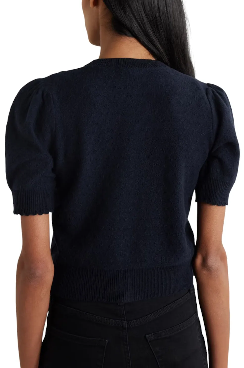 The Cashmere Pointelle Cardi - Navy