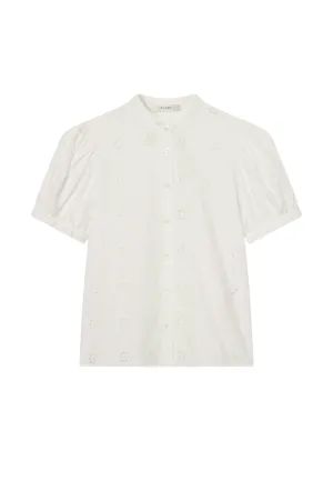 The Eyelet Gathered Top - White