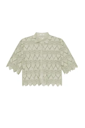 The Lace Button Up Shirt - Soft Mint