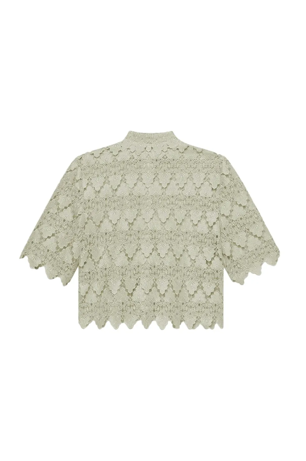 The Lace Button Up Shirt - Soft Mint