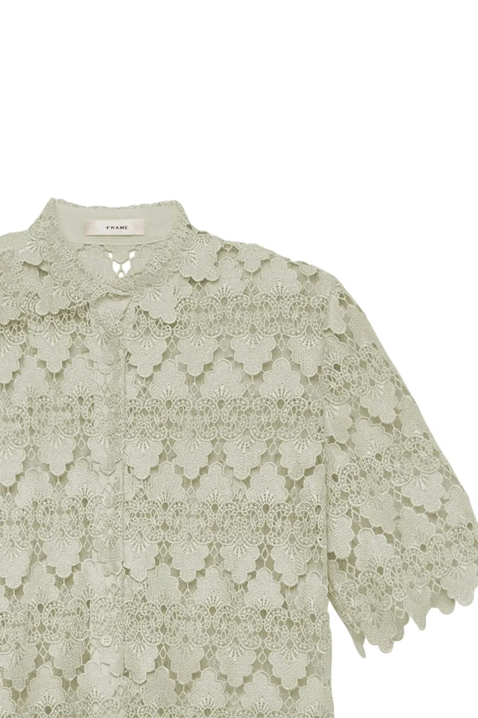 The Lace Button Up Shirt - Soft Mint