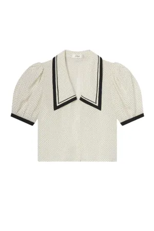 The Polka Dot Sailor Blouse - Cream Multi