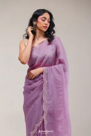 Thistle Purple Handcrafted Tissue Saree