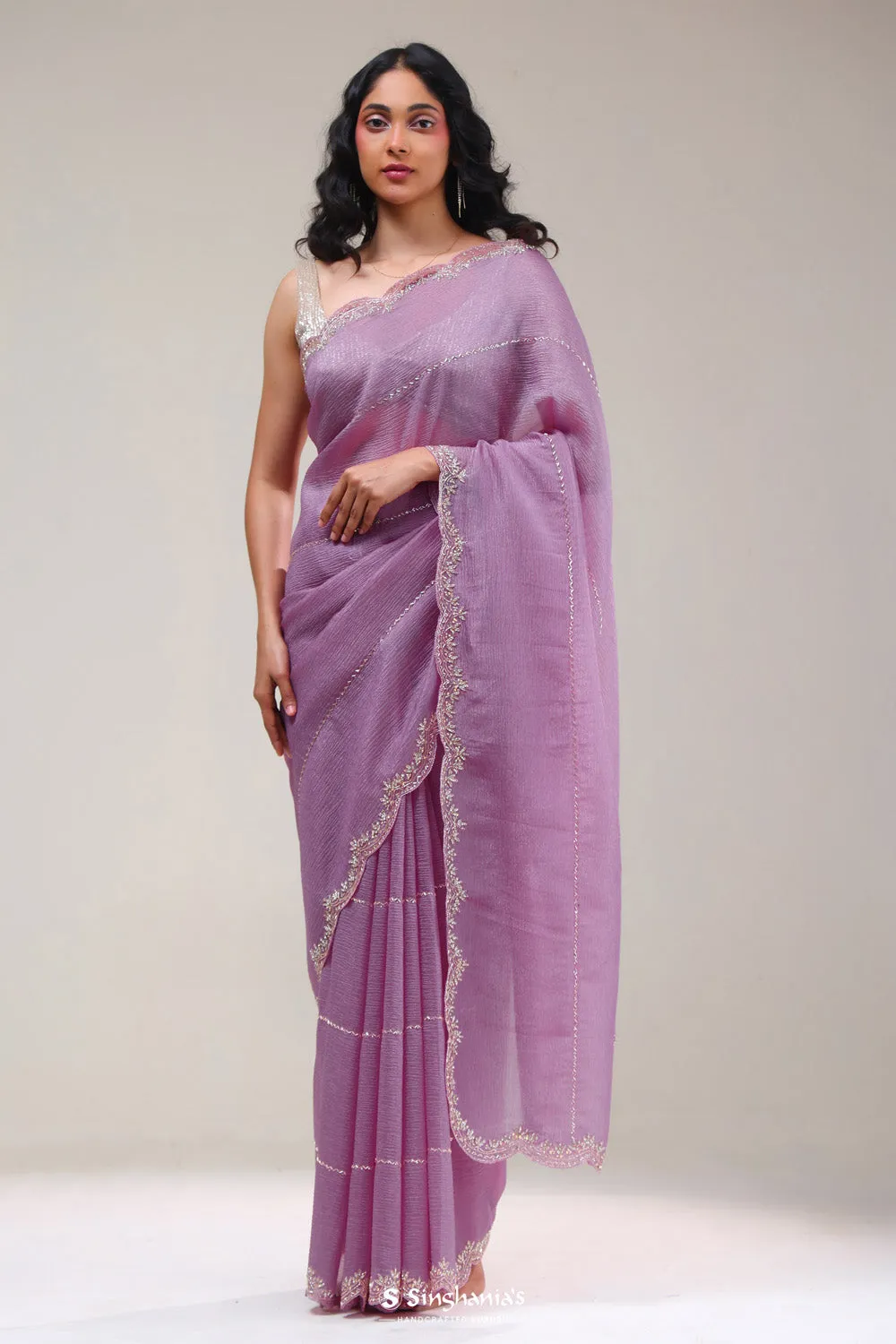Thistle Purple Handcrafted Tissue Saree