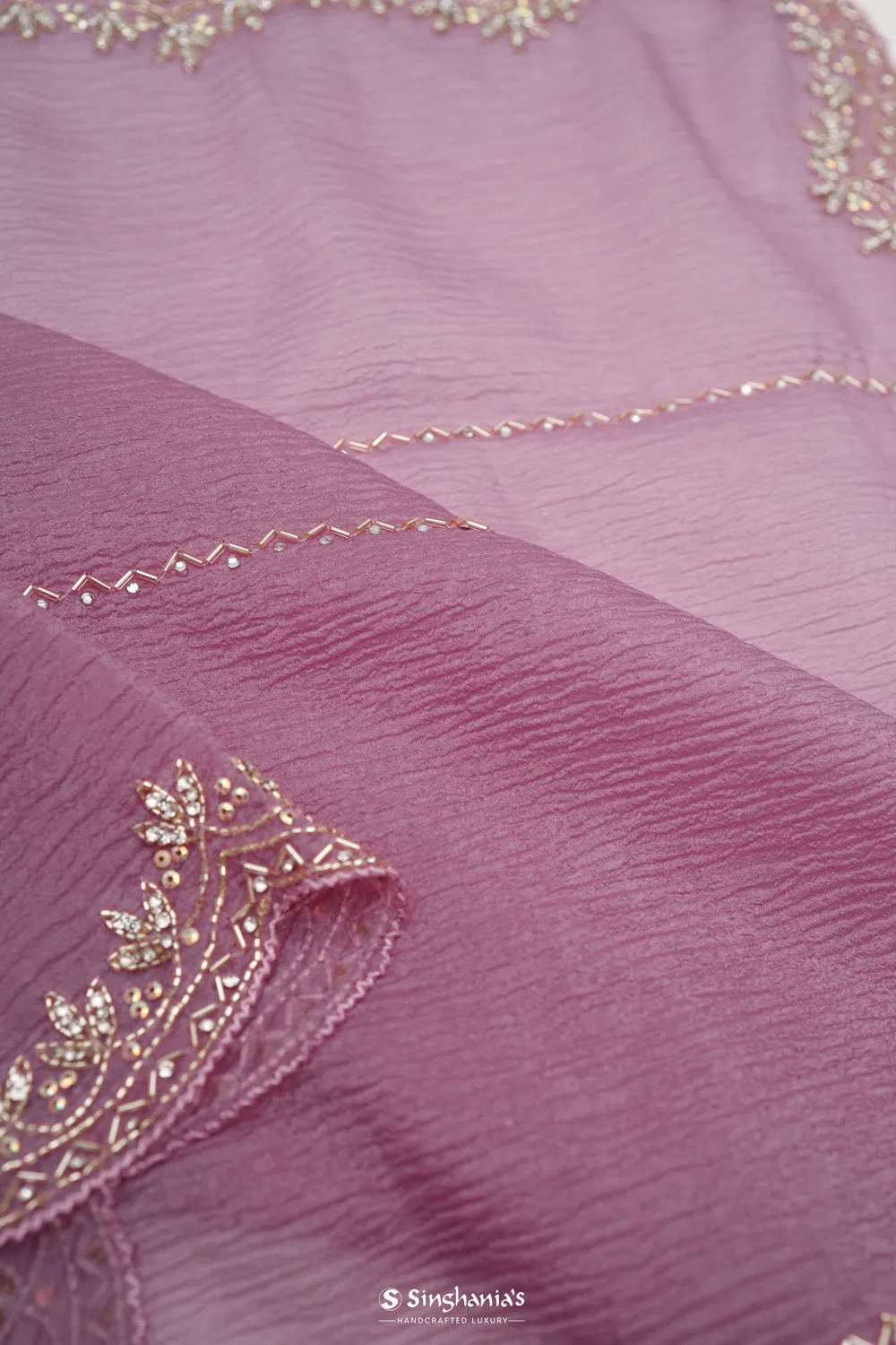 Thistle Purple Handcrafted Tissue Saree