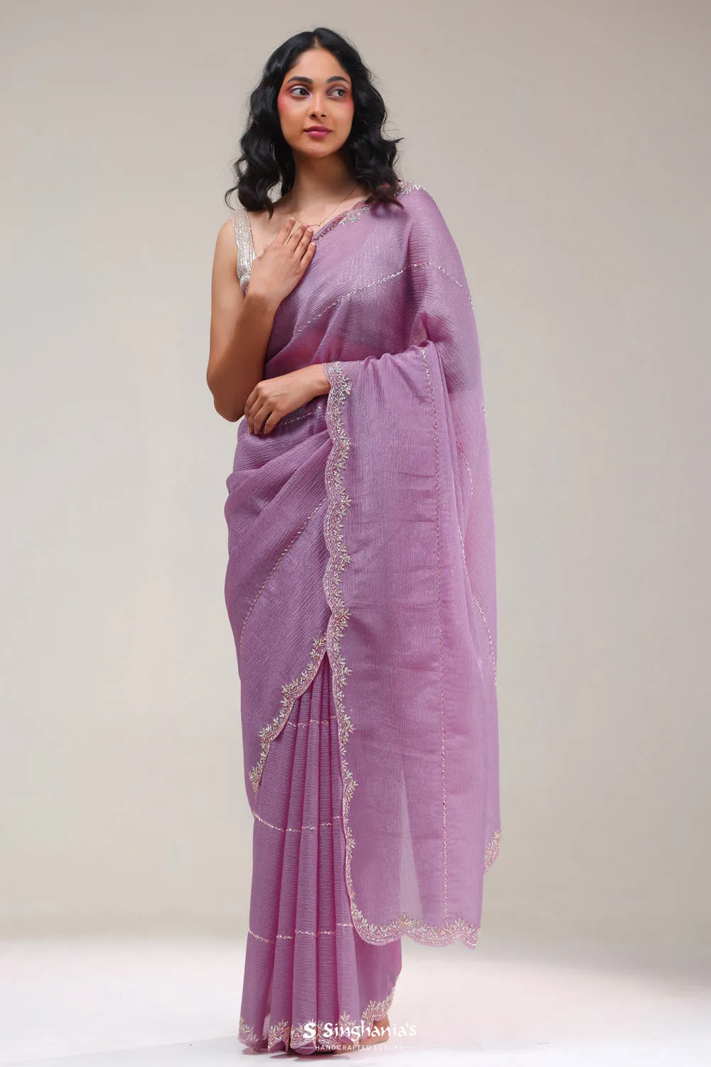 Thistle Purple Handcrafted Tissue Saree