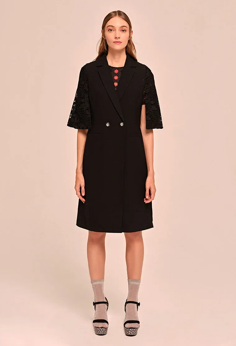 Totem lace round neck short sleeve dress