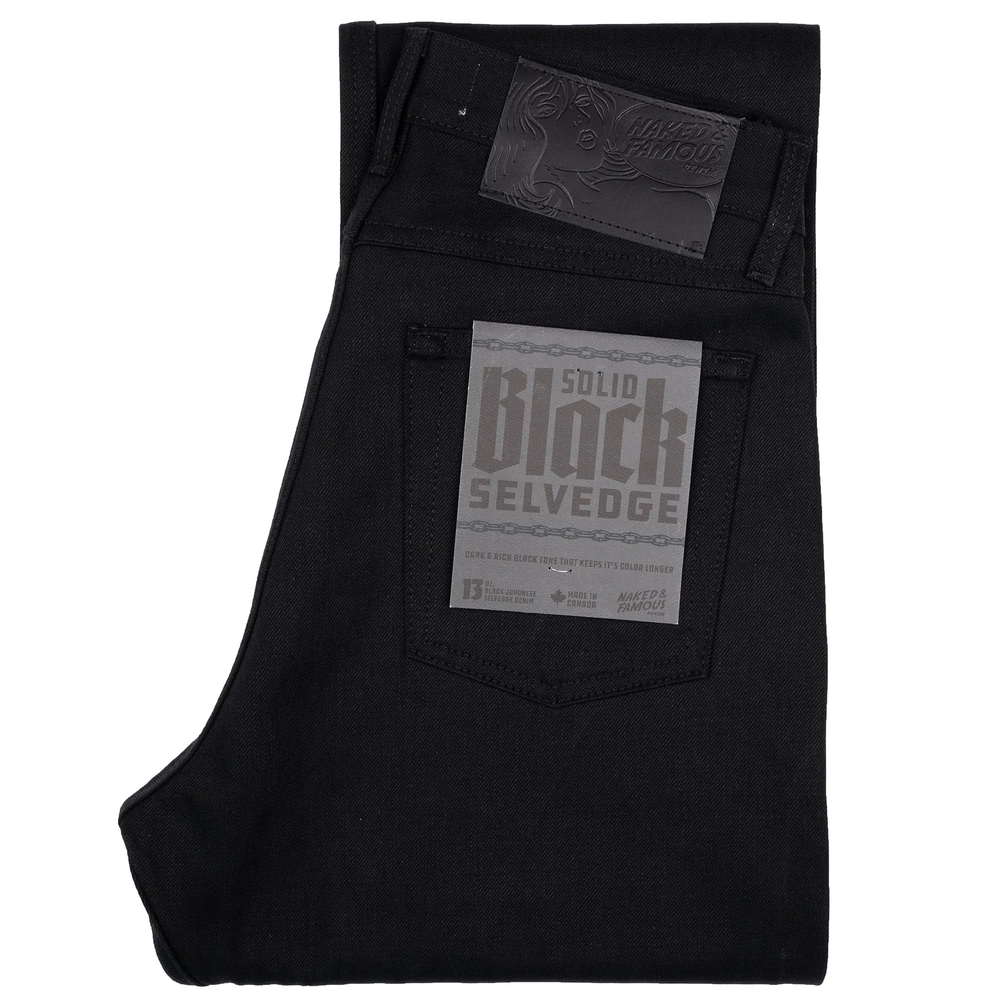 True Guy - Solid Black Selvedge - 36 Long Inseam