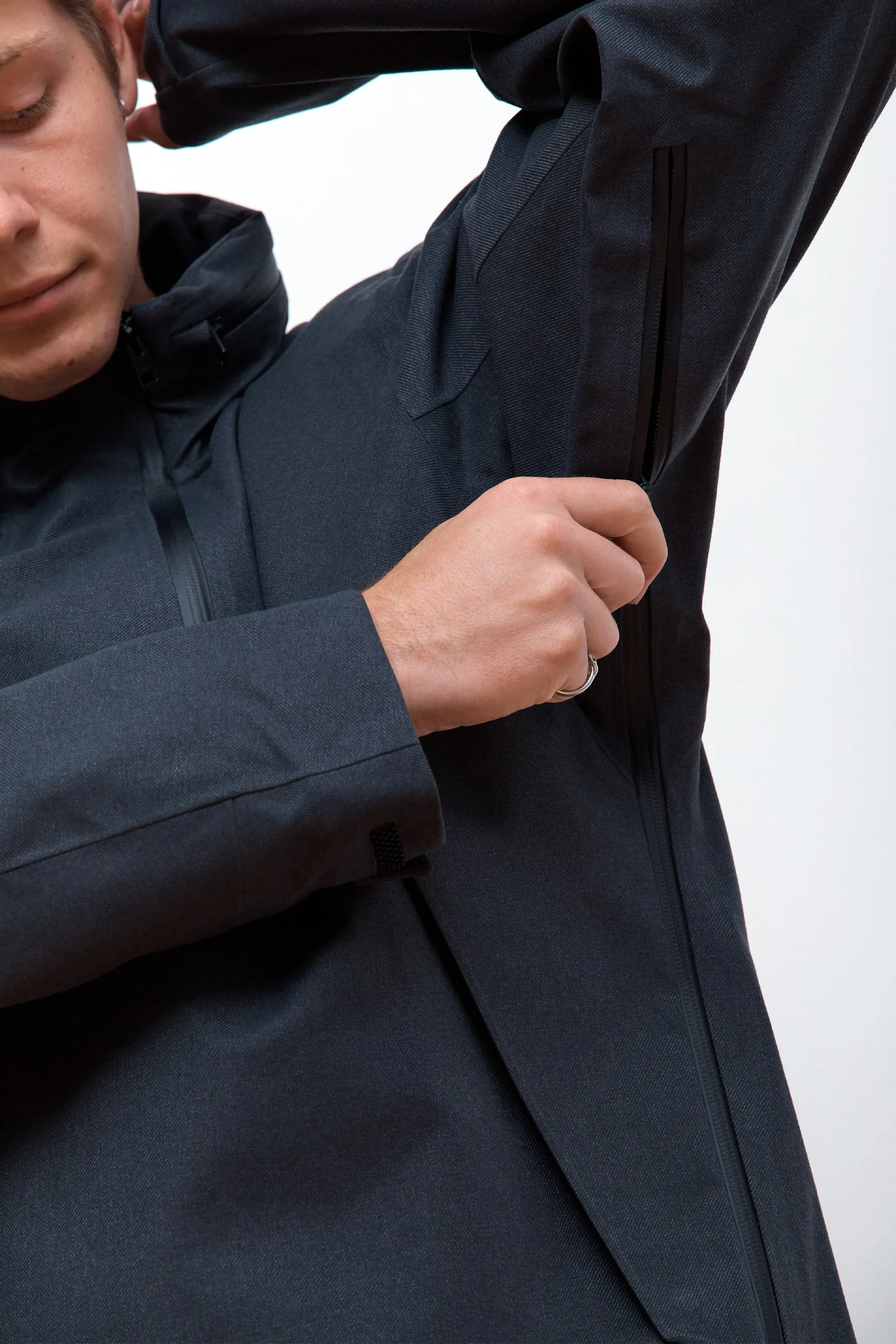 Twill Gore-Tex 3L Stand Collar Jacket Charcoal Grey