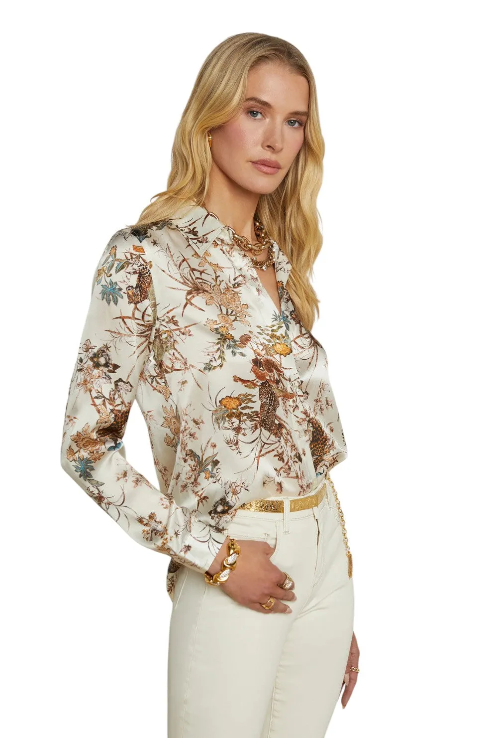 Tyler Silk Blouse - Ecru Multi Tapestry Jungle