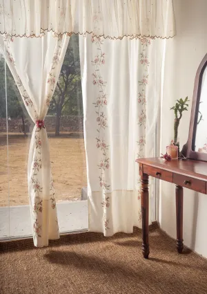 Tzafrir Off-White Chanderi Sheer Curtain