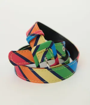 Unique Vintage Rainbow Stripe Skinny Belt
