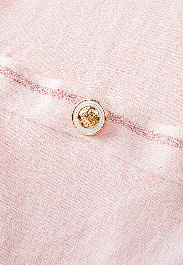 V-neck Embroidery-detail Ribbed-trim Cardigan