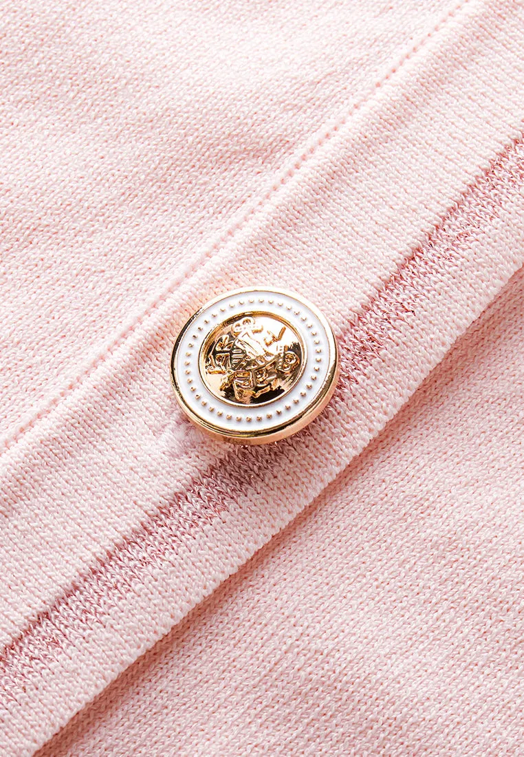 V-neck Embroidery-detail Ribbed-trim Cardigan