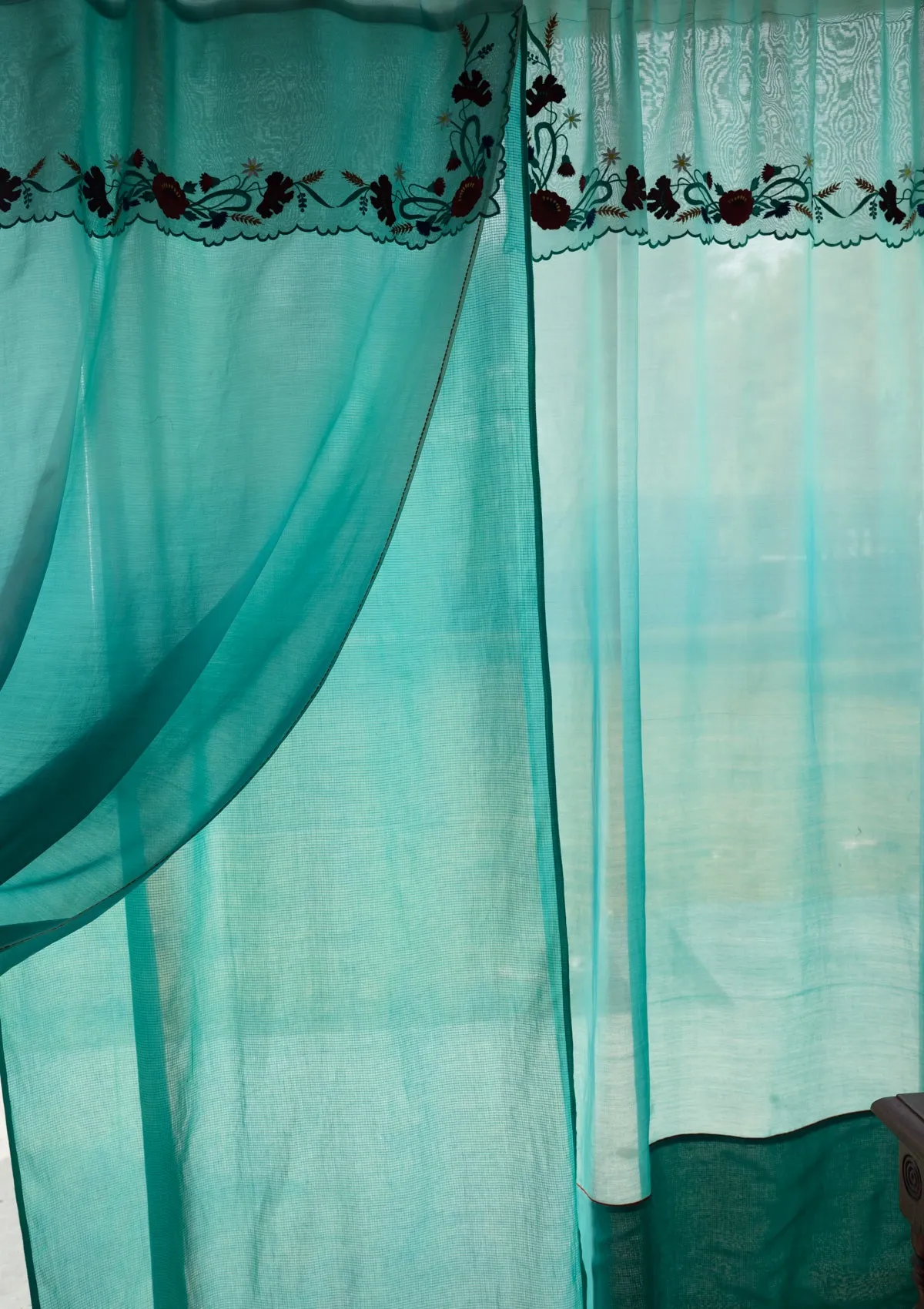 Vespers Blue Sheer Chanderi Curtain