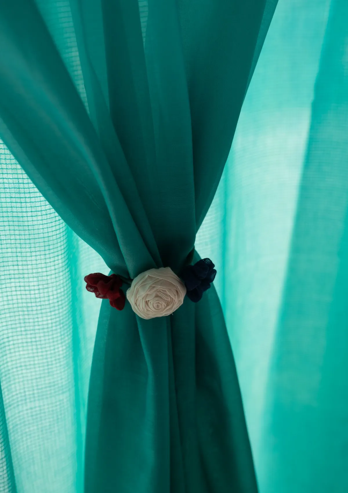 Vespers Blue Sheer Chanderi Curtain