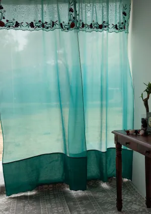 Vespers Blue Sheer Chanderi Curtain