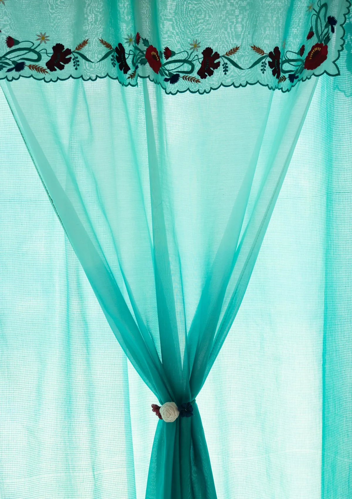 Vespers Blue Sheer Chanderi Curtain