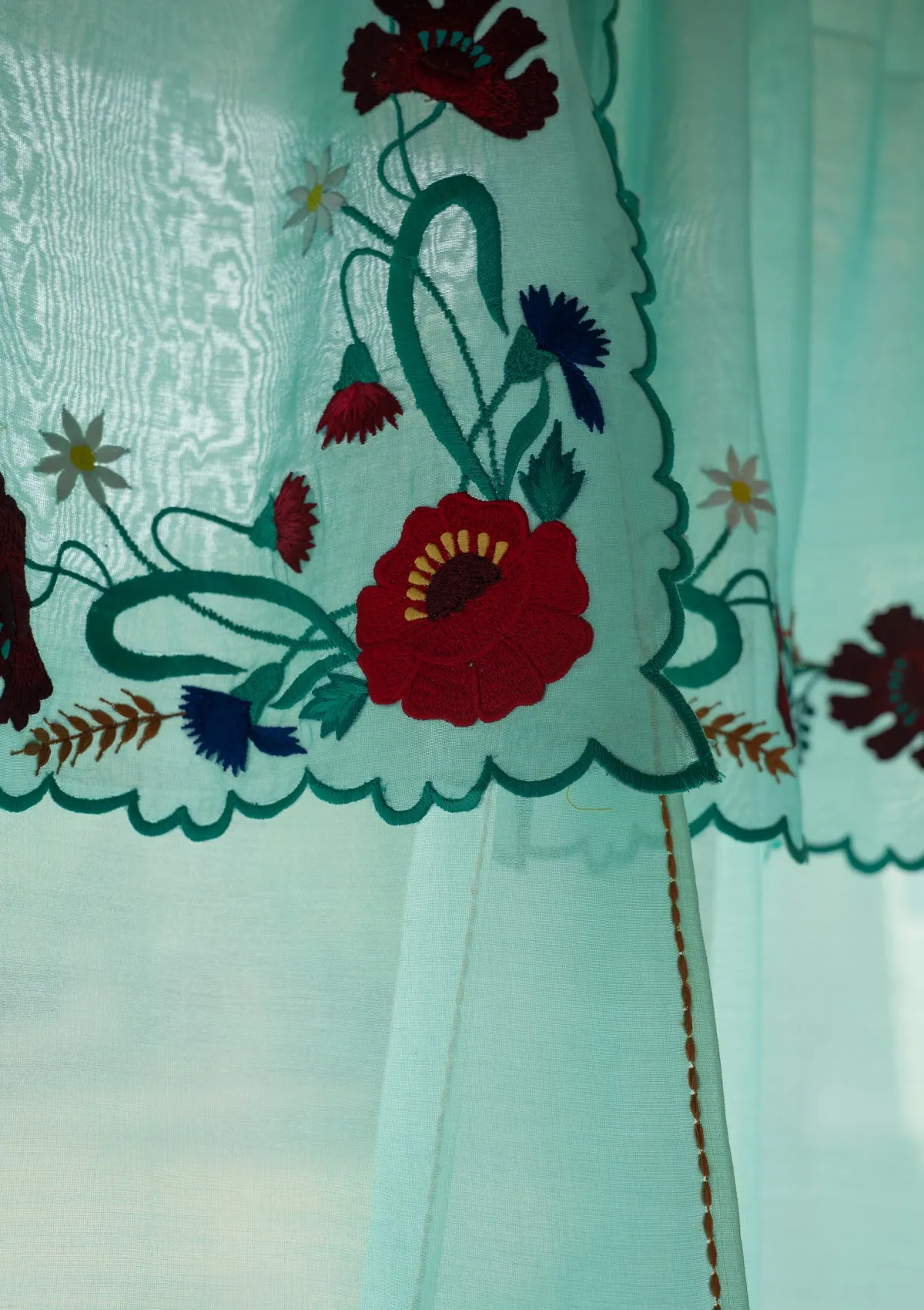 Vespers Blue Sheer Chanderi Curtain