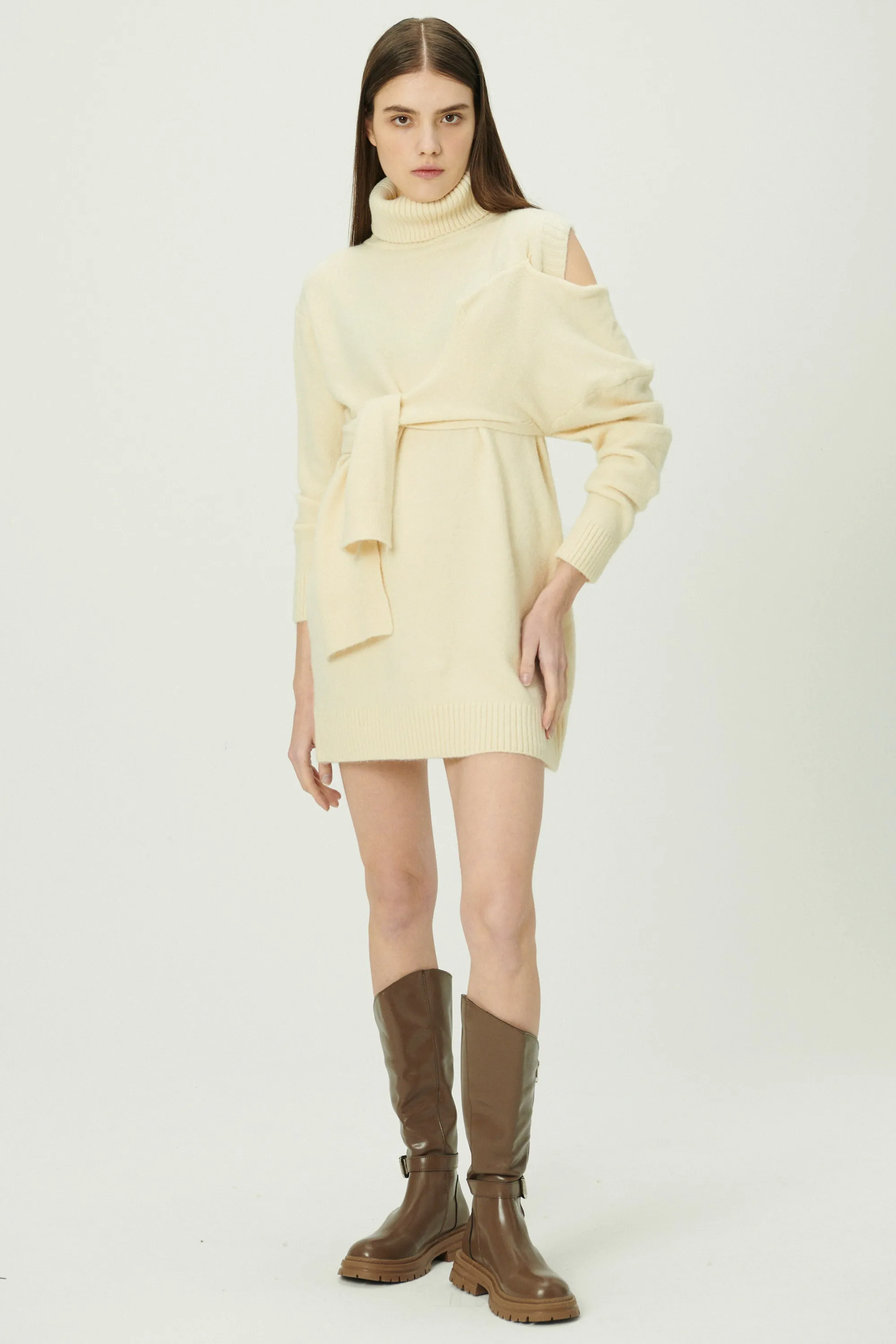 Victoria Tie Front Sweater Dress