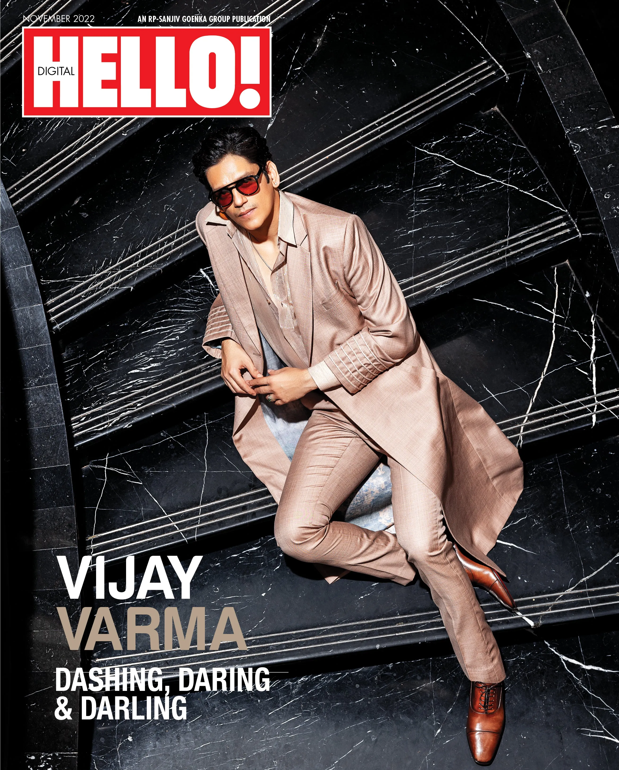 Vijay Verma in our Beige Trench With Cording Detail, Beige Lurex Sheer Shirt And Beige Pant set from Ancienne Collection
